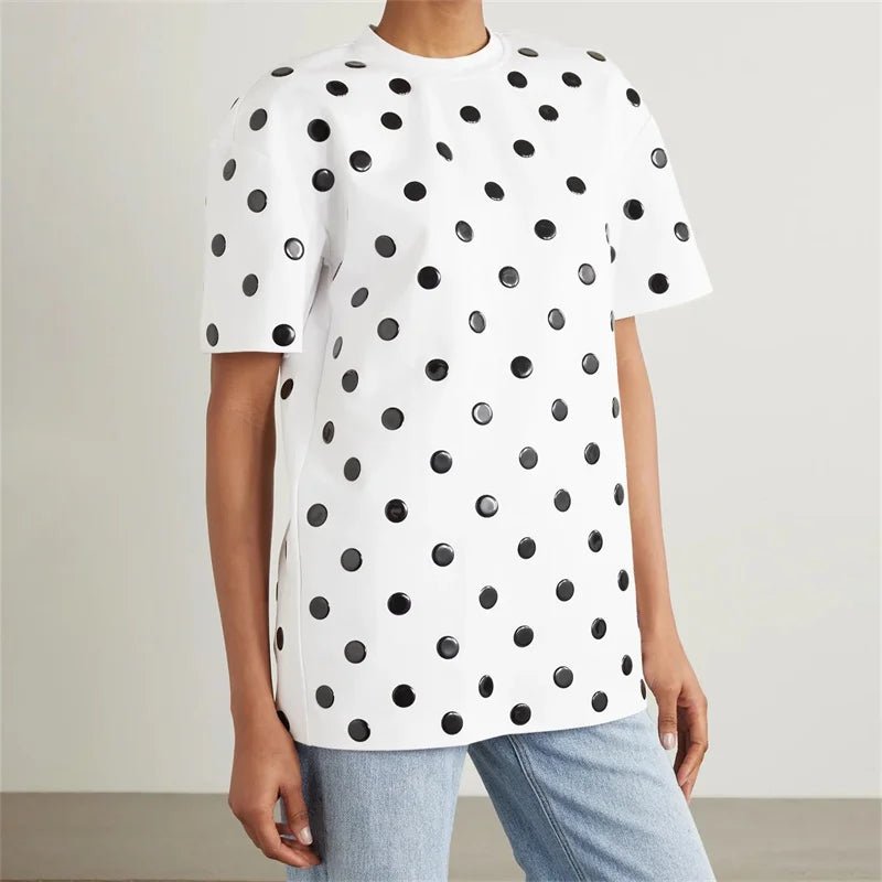 2024 Fashion Dot Print T-Shirt Chenille Blend Fleece Blend Nylon Blend