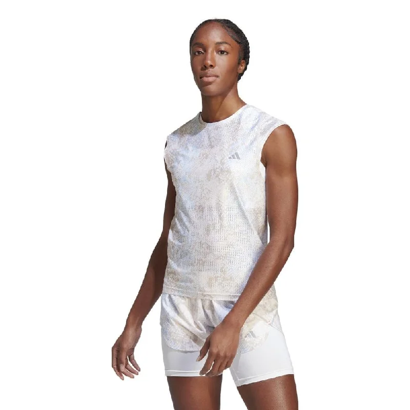 Adidas Women's Fast Running Tee With Parley Ocean Plastic Welt Pockets Slit Pockets