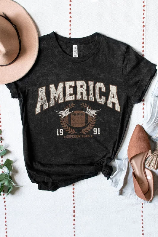 America Football Graphic Tee Zippered Front Buttoned Front Snap Front