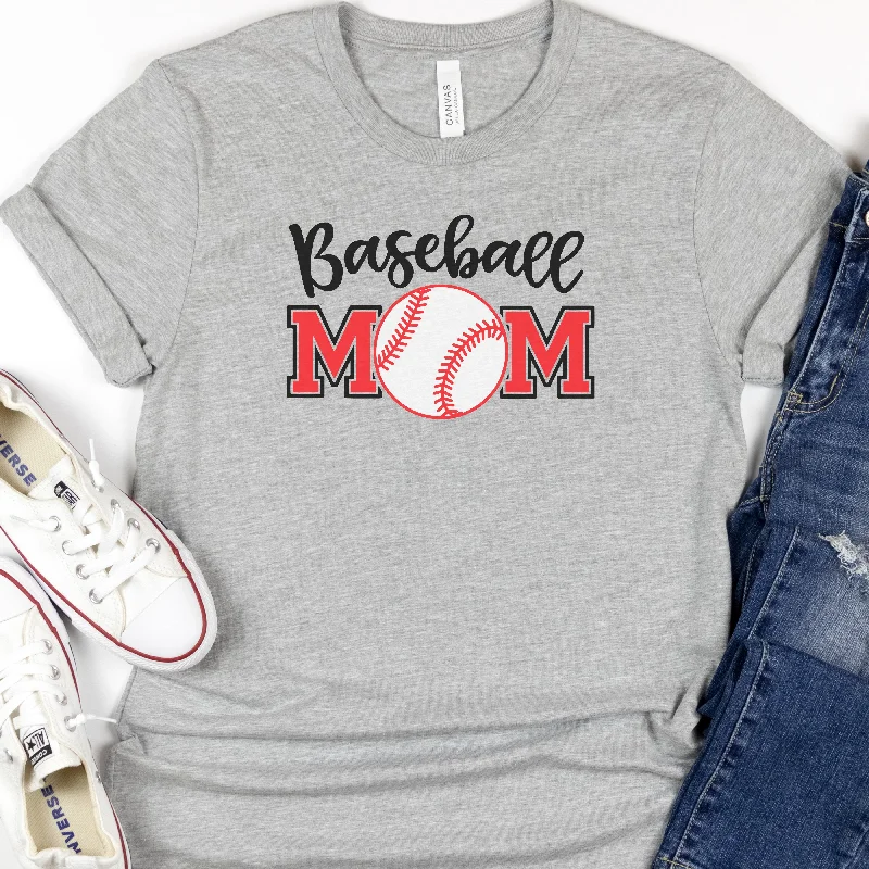 Baseball Mom Shirt with Baseball | Sports Mom Tee Cotton Fabric Linen Fabric Terry Fabric Baseball Mom Shirt with Baseball | Sports Mom Tee Cotton Fabric Linen Fabric Terry Fabric