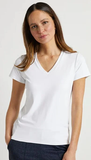 Jude Connally Bethany Tee Jude Cloth White Houndstooth Herringbone Solid