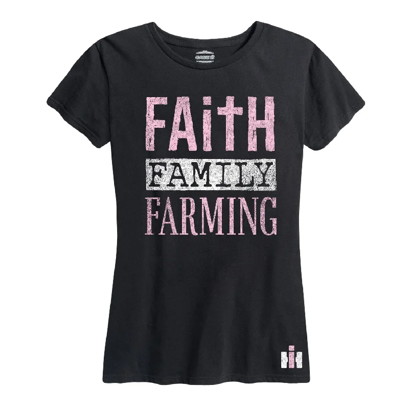 International Harvester™ - Faith Family Farming - Women's Short Sleeve T-Shirt Spandex Blend Rayon Blend Denim Blend International Harvester™ - Faith Family Farming - Women's Short Sleeve T-Shirt Spandex Blend Rayon Blend Denim Blend