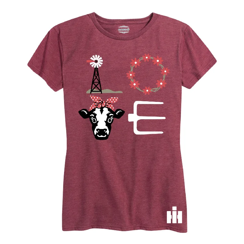 LOVE Cow Icons International Harvester™ - Women's Short Sleeve T-Shirt Nylon Fabric Polyester Fabric Spandex Fabric LOVE Cow Icons International Harvester™ - Women's Short Sleeve T-Shirt Nylon Fabric Polyester Fabric Spandex Fabric
