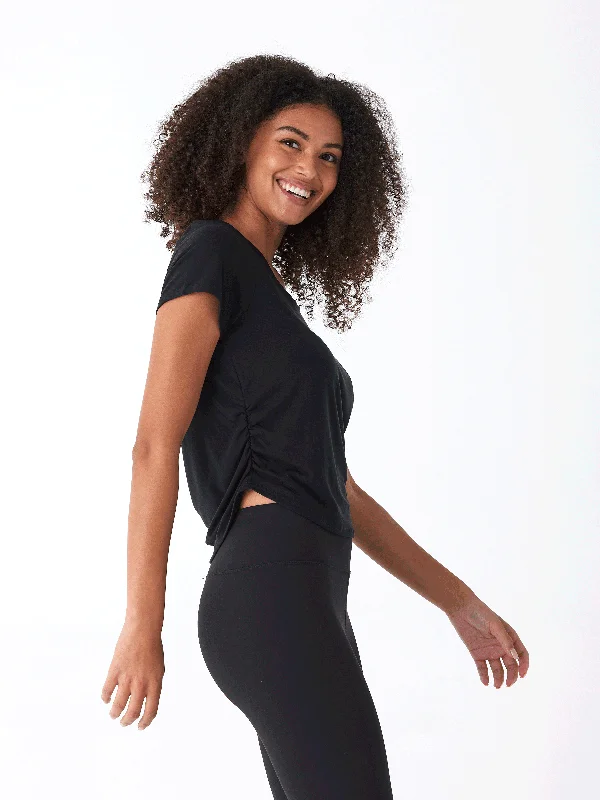 Deena Tencel Jersey Ruched Tee Anti-Shrink Durable Soft