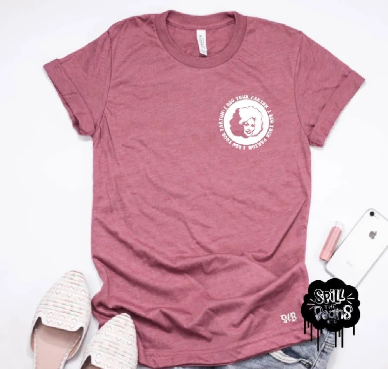 Dolly Parton Adult Shirt WHITE DESIGN ONLY Front Pockets Side Pockets Patch Pockets