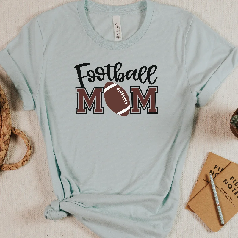 Football Mom Shirt with Football | Sports Mom Tee Fleece Nylon Spandex