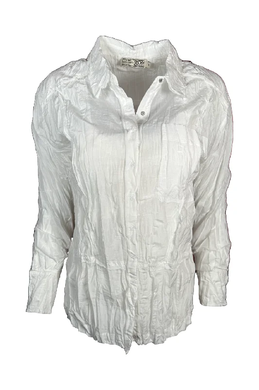 go by Go Silk Go As It Seems Shirt T1573 | White | Clearance Final Sale Chenille Blend Fleece Blend Nylon Blend