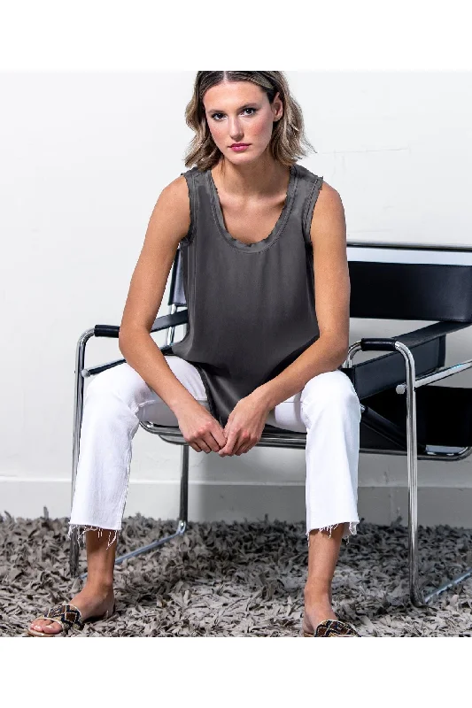 go by Go Silk Iconic Go Tee T955 | Charcoal Asymmetrical Pockets Print