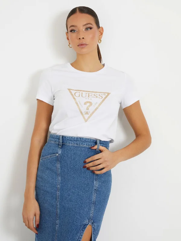 GOLD TRIANGLE LOGO TEE Striped Floral Plaid