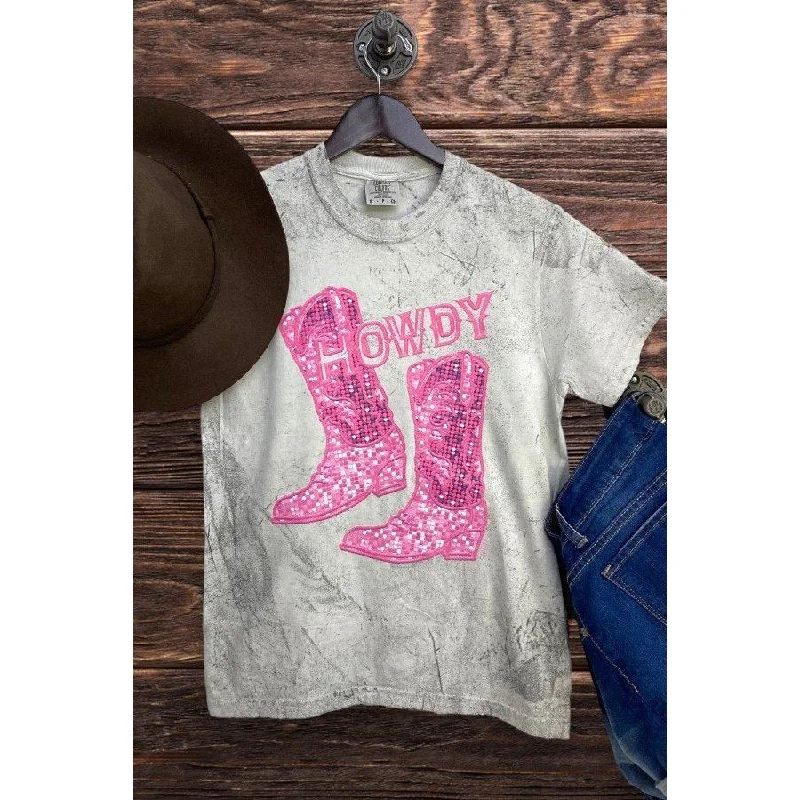 Howdy Boots T-shirt Striped Floral Plaid