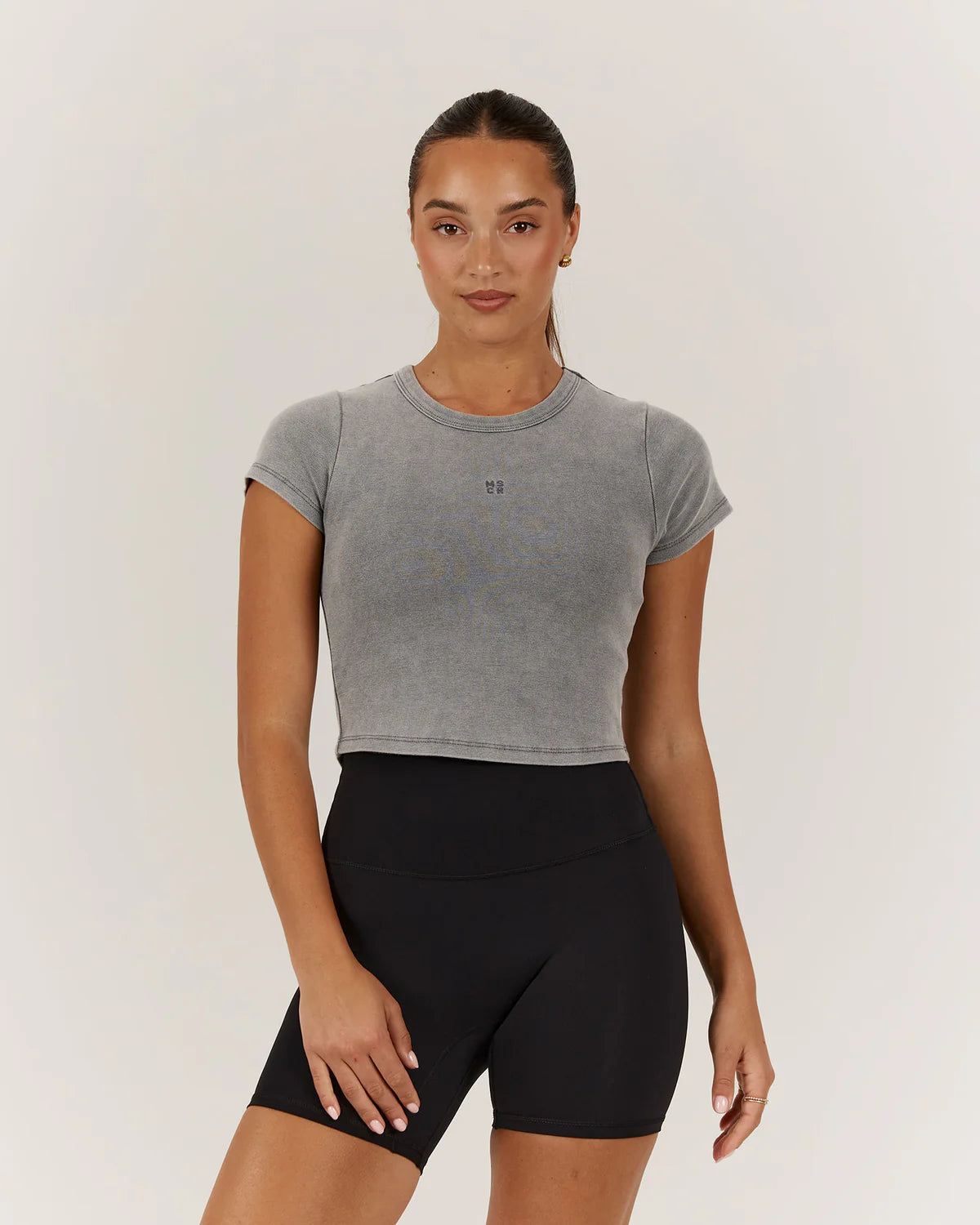 Muscle Republic | Emerson Crop Tee - Grey Fitted T-Shirt Seamless Stretchy