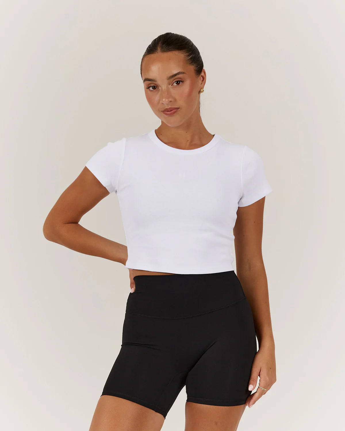 Muscle Republic | Emerson Crop Tee - White Striped Floral Plaid