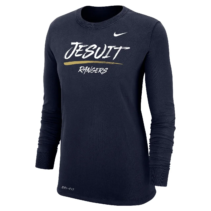 Nike Women's Dri-Fit Cotton Long Sleeve Tee (2 colors) Sequined Glittery Shiny
