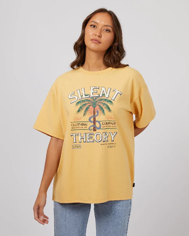 Palm Springs Tee Mustard Hooded Caped Shawl Collar