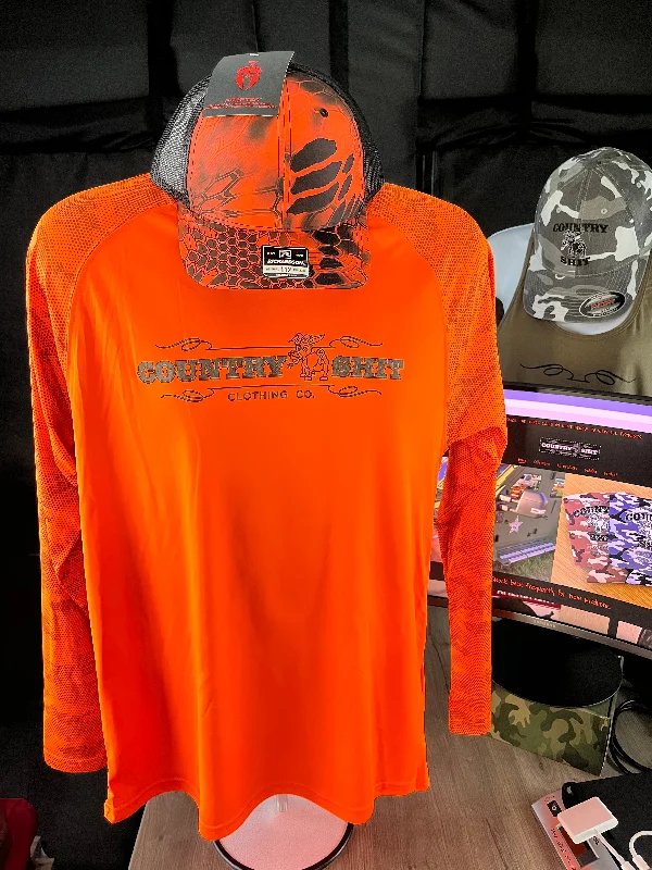 Paragon Performance Camo Long Sleeve Shirt UPF 50+ Neon Orange Cotton Fabric Linen Fabric Terry Fabric Paragon Performance Camo Long Sleeve Shirt UPF 50+ Neon Orange Cotton Fabric Linen Fabric Terry Fabric