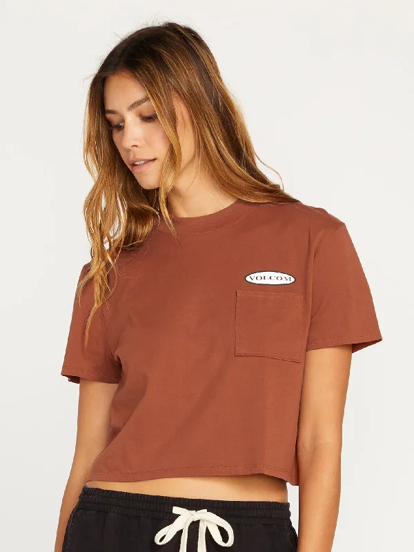 Pocket Dial T-shirt - DARK CLAY Knit Fabric Woven Fabric Fleece Fabric