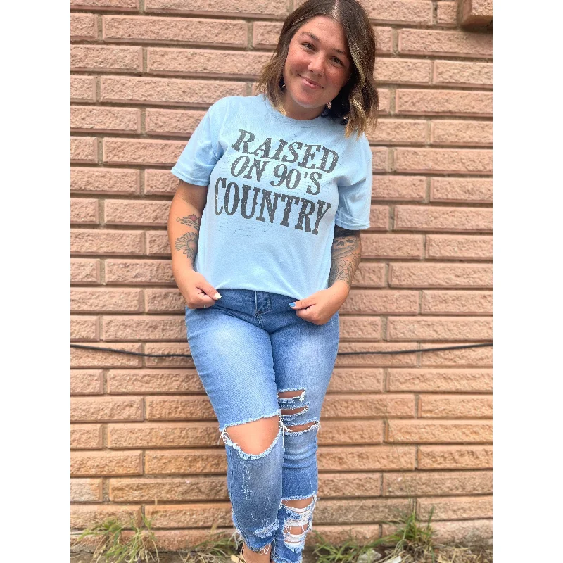 Raised on 90’s country T-shirt V-Neck T-Shirt Long Sleeve Cotton