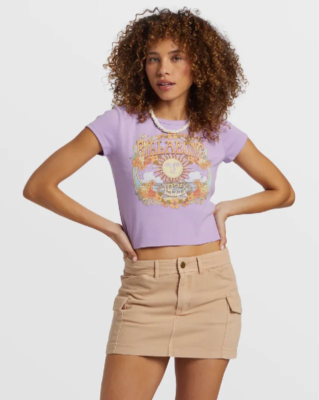 Rise With The Sun Shrunken T-Shirt- Tulip Zippered Front Buttoned Front Snap Front