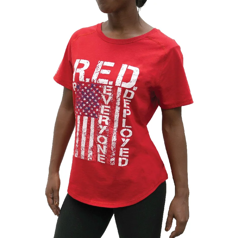 Womens R.E.D. (Remember Everyone Deployed) T-Shirt - Red Wool Fabric Cashmere Fabric Tweed Fabric Womens R.E.D. (Remember Everyone Deployed) T-Shirt - Red Wool Fabric Cashmere Fabric Tweed Fabric