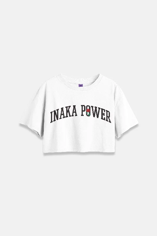 ROSE CROP TEE - WHITE Ribbed T-Shirt High Neck Heavyweight