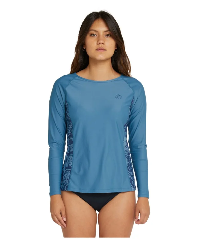 Salina Long Sleeve Surf Tee - Blue Haze Satin Blend Silk Blend Wool Blend