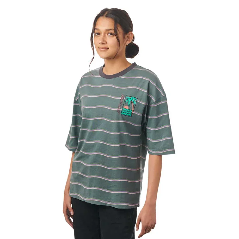 Santa Cruz Women's Paradise Break Short Sleeve Ringer T-Shirt - Faded Black Houndstooth Herringbone Solid Santa Cruz Women's Paradise Break Short Sleeve Ringer T-Shirt - Faded Black Houndstooth Herringbone Solid