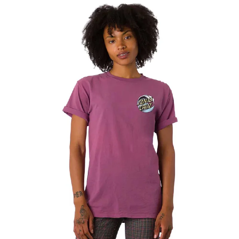 Santa Cruz Women's Wave Dot Short Sleeve Relaxed Premium T-Shirt - Purple Plum Raisin Mesh Blend Leather Blend Suede Blend Santa Cruz Women's Wave Dot Short Sleeve Relaxed Premium T-Shirt - Purple Plum Raisin Mesh Blend Leather Blend Suede Blend