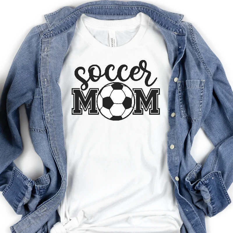 Soccer Mom Shirt with Soccer Ball | Sports Mom Tee Hooded Caped Shawl Collar