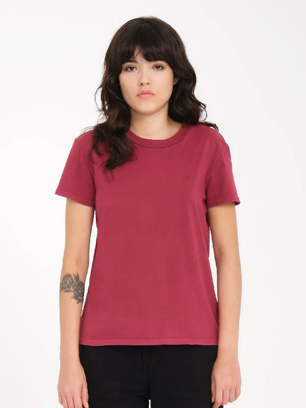 Solid Stone T-shirt - WINE Cotton Fabric Linen Fabric Terry Fabric