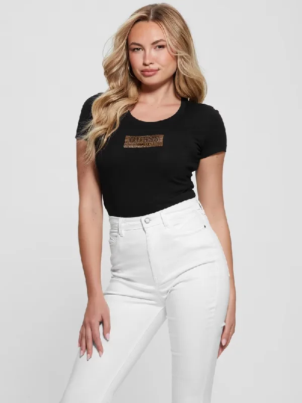 STUDDED BOX TEE Mesh Blend Leather Blend Suede Blend