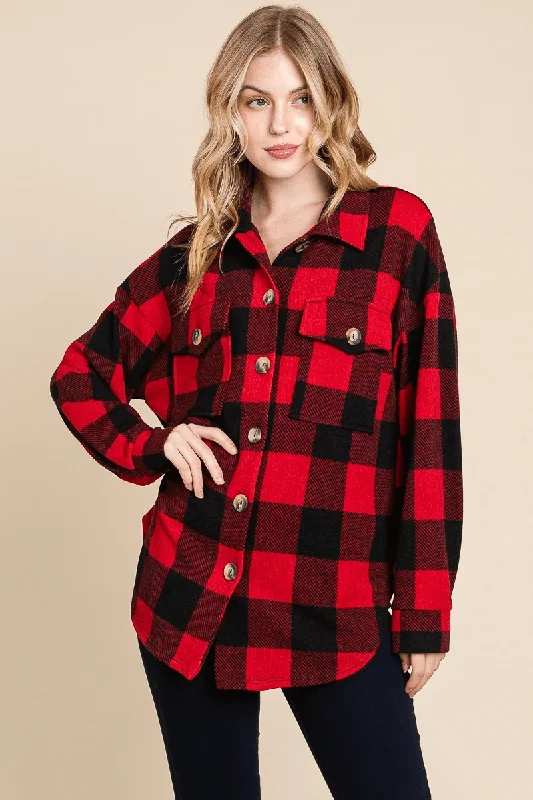 Super Lady Plaid Button Down Long Sleeve Shirt Denim Fabric Leather Fabric Suede Fabric Super Lady Plaid Button Down Long Sleeve Shirt Denim Fabric Leather Fabric Suede Fabric