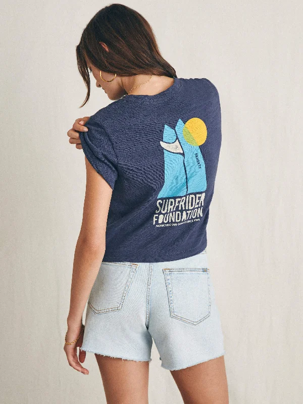 Surfrider Sunwashed Cropped Tee - Dune Navy Fleece Fabric Down Fabric Feather Fabric Surfrider Sunwashed Cropped Tee - Dune Navy Fleece Fabric Down Fabric Feather Fabric