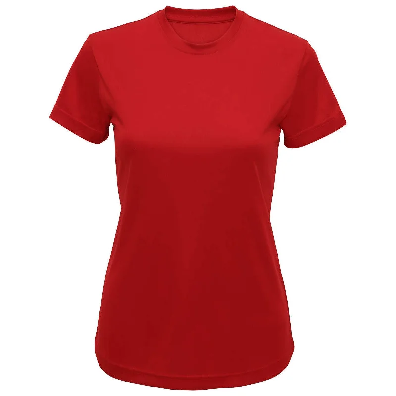 TriDri Performance Tee - Womens - Fire Red Beaded Sequined Faux Fur