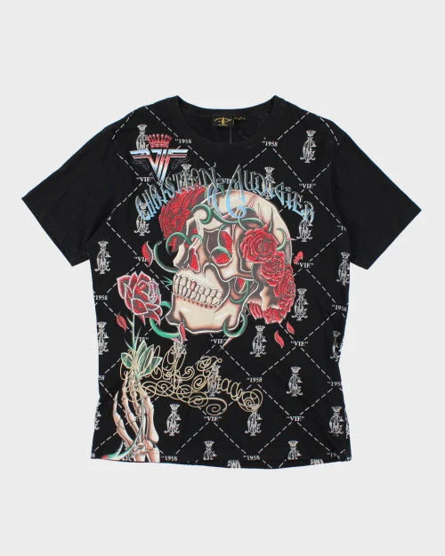 Vintage Y2K Ed Hardy Gothic Skull T-Shirt - XL Welt Pockets Slit Pockets Flap Pockets Vintage Y2K Ed Hardy Gothic Skull T-Shirt - XL Welt Pockets Slit Pockets Flap Pockets