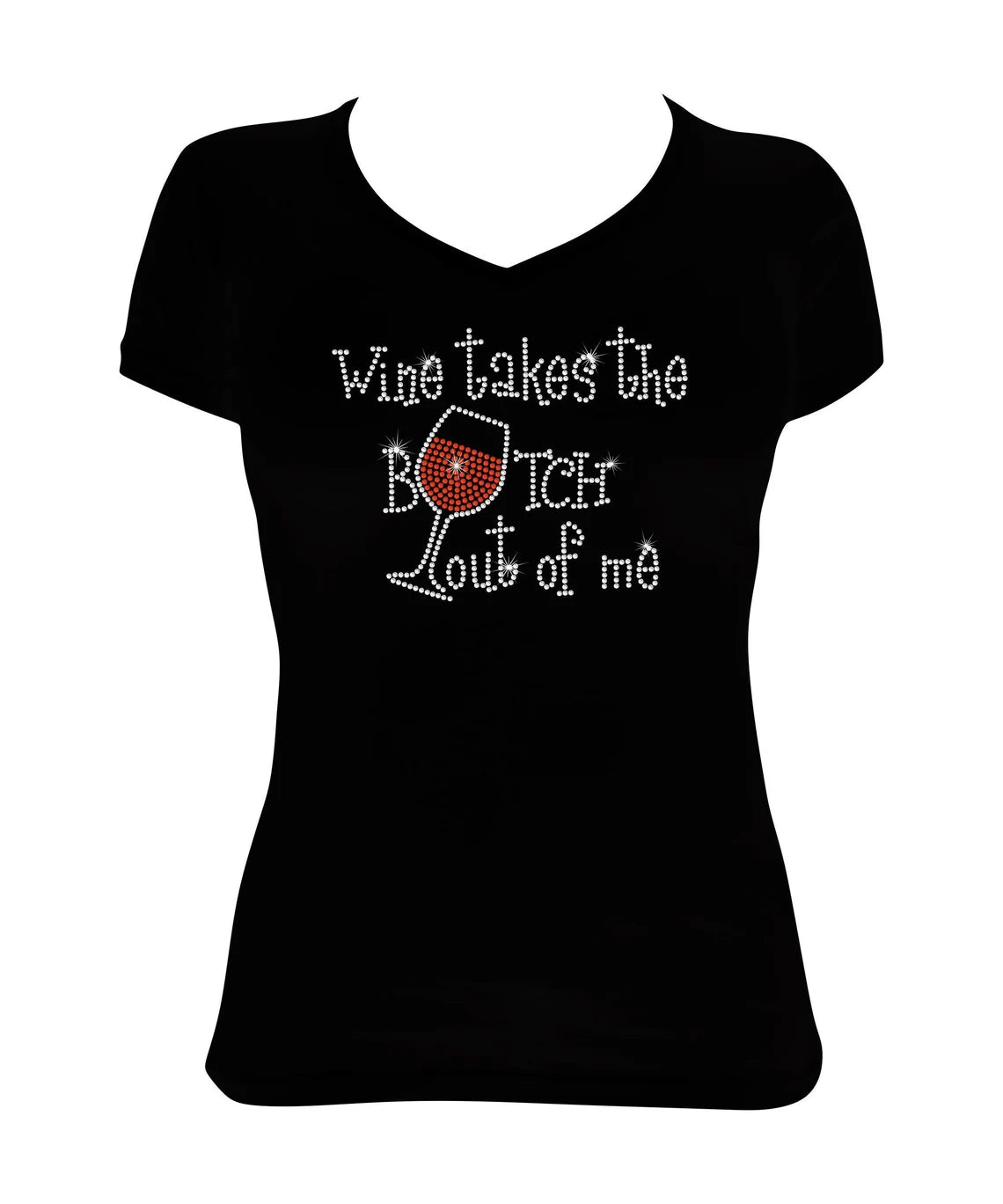 Women's Rhinestone Fitted Tight Snug Wine Takes the Bitch Out of Me - for Wine Tasting, Girls Trip, Wine shirt Spandex Blend Rayon Blend Denim Blend Women's Rhinestone Fitted Tight Snug Wine Takes the Bitch Out of Me - for Wine Tasting, Girls Trip, Wine shirt Spandex Blend Rayon Blend Denim Blend