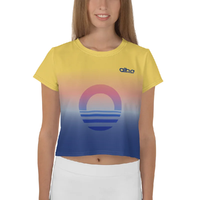 Women's Crop Tee - Evening Sun Sequined Glittery Shiny