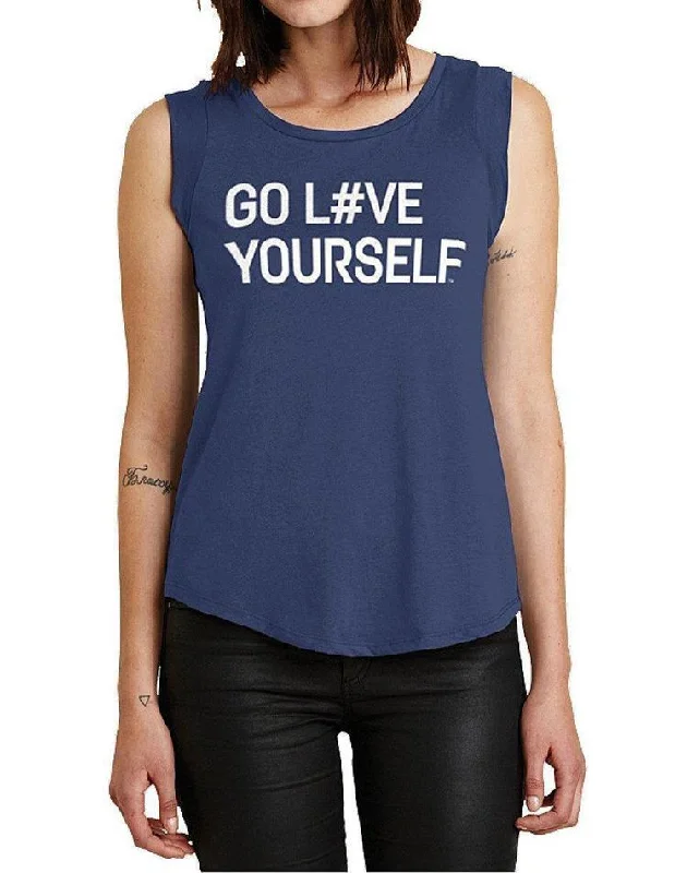 Women's Go Love Yourself Cap-Sleeve Satin Cotton Tee Fashionable Trendy Casual