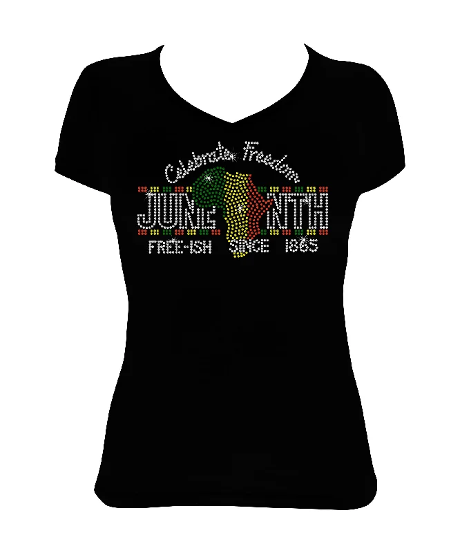 Women's Rhinestone Fitted Tight Snug Celebrate Freedom - Juneteenth, Free-ish, 1865, Juneteenth Shirt Elasticated Padded Insulated Women's Rhinestone Fitted Tight Snug Celebrate Freedom - Juneteenth, Free-ish, 1865, Juneteenth Shirt Elasticated Padded Insulated
