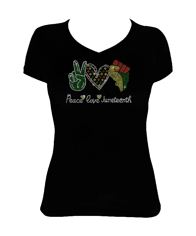 Women's Rhinestone Fitted Tight Snug Peace Love Juneteenth - Peace Sign, Heart, Fist, Juneteenth Shirt Terry Blend Velvet Blend Canvas Blend Women's Rhinestone Fitted Tight Snug Peace Love Juneteenth - Peace Sign, Heart, Fist, Juneteenth Shirt Terry Blend Velvet Blend Canvas Blend