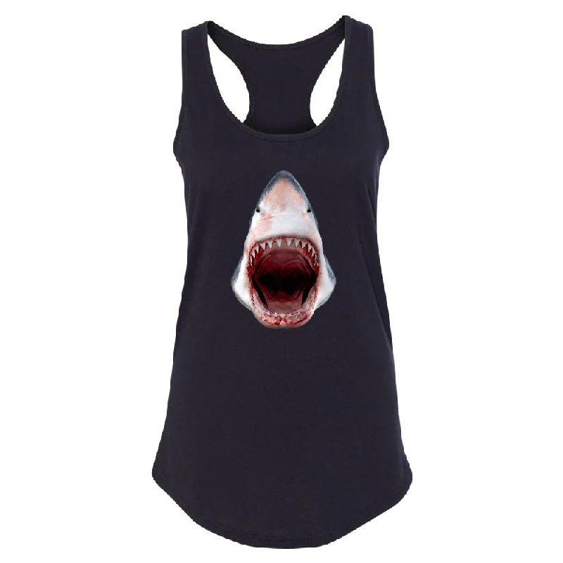 Zexpa Apparelâ„¢ Great White Shark 3D Print Women's Racerback Animals Shark Teeth Gift Shirt Terry Blend Velvet Blend Canvas Blend