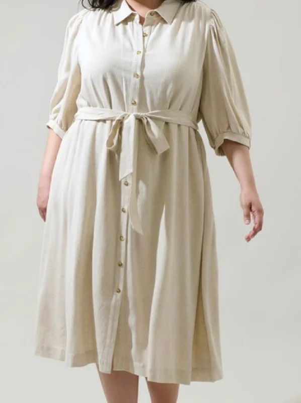 “A little Coffee With My Creamer” Plus Dress in Natural