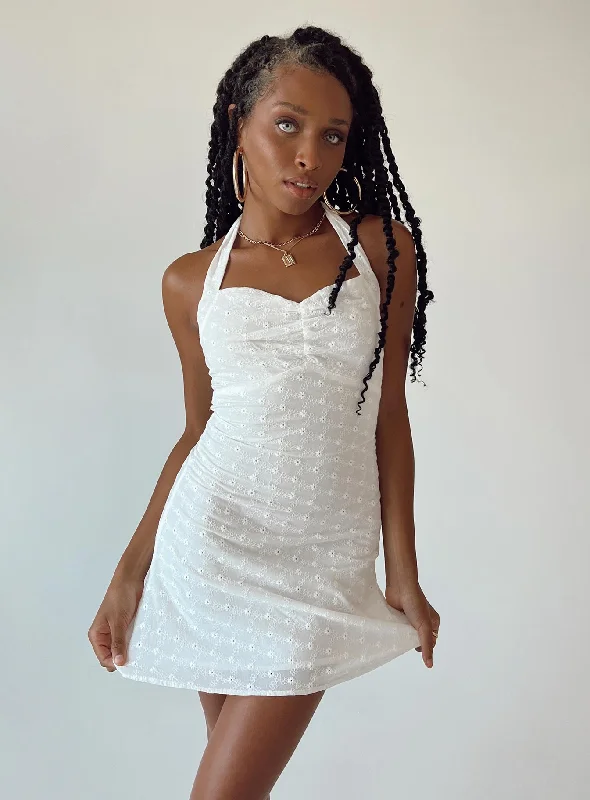 Aycer Mini Dress White Elegant Vintage Mini Dress