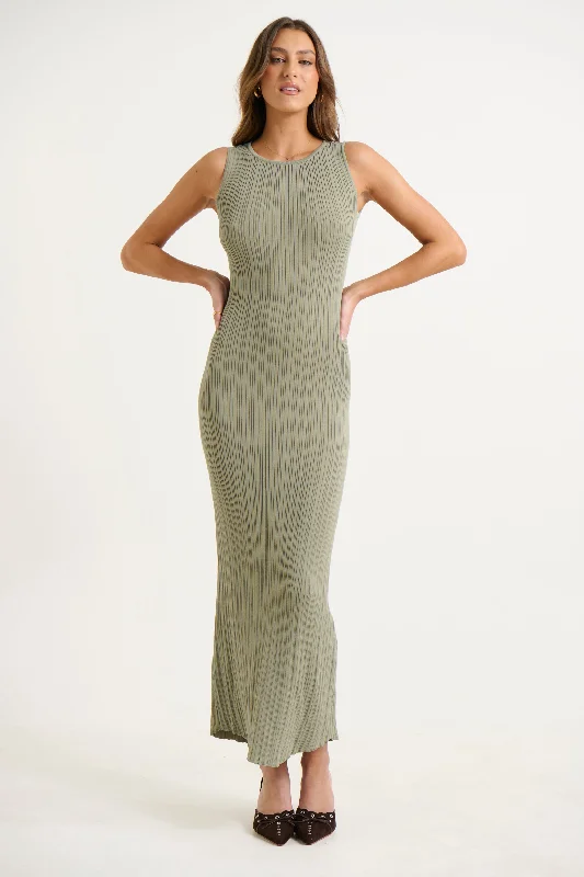 Alessia Ribbed Dress Sage - FINAL SALE
