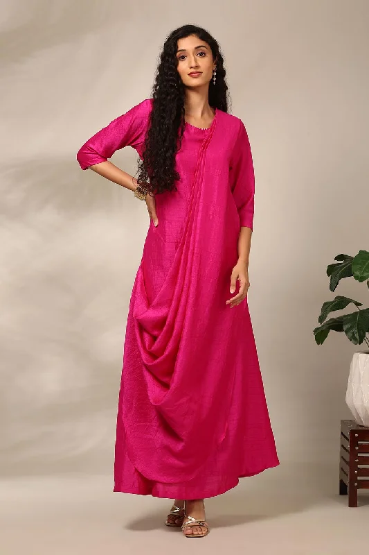 Pink Embellished Draped Dress