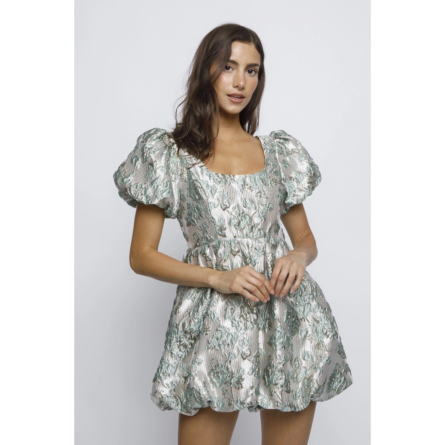 Brocade and Textured Mini Dress Classic Solid Mini Dress