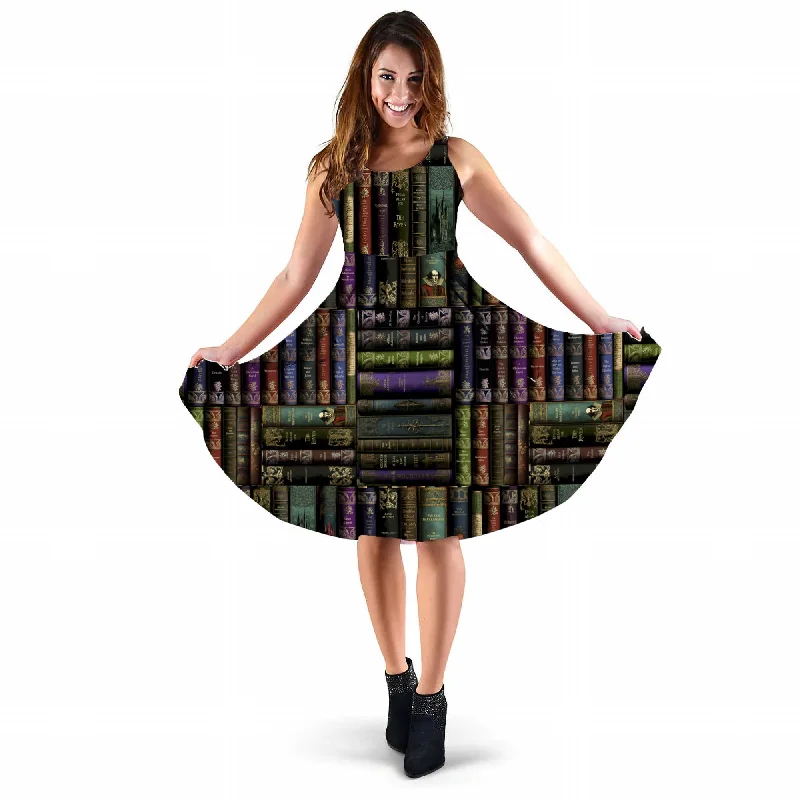 Vintage Library Books Sundress with Pockets (PFVINBOOKS)