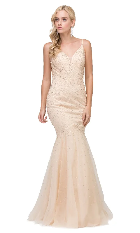 Beaded Long Mermaid Prom Dress