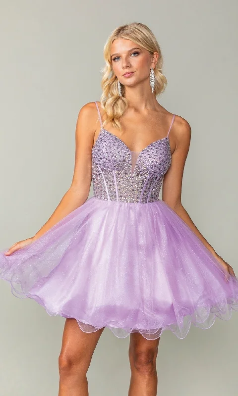 Beaded Corset Short A-Line Homecoming Dress 3353