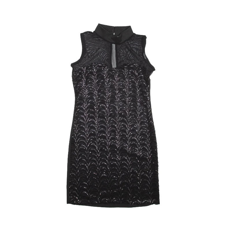 EDGE Sequin Mini Dress Black Sleeveless Short Womens UK 8 Stylish Summer Mini Dress