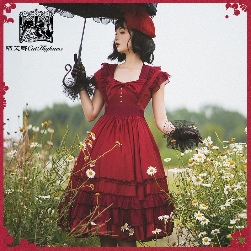 French Style Rose Dance Lolita Fashion One Piece  Dress
